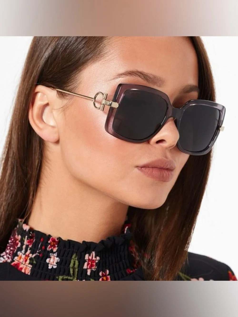 New Salvatore Ferragamo Square Signature Designer Sunglasses Brown Gold 2506-32